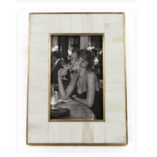 White Frame, Bone w Brass 4x6