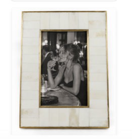 White Frame, Bone w Brass 4x6