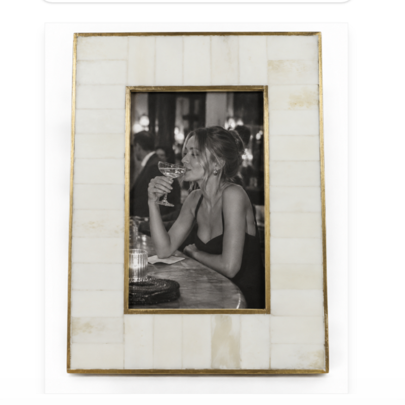 White Frame, Bone w Brass 4x6
