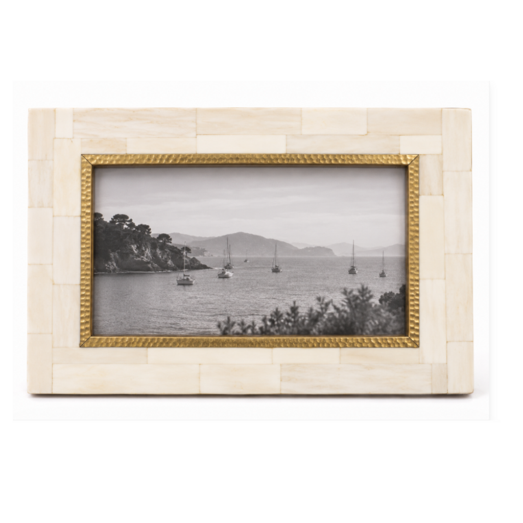 Matr Boomie Mukhendu 5x7 Picture Frame - Bone, Brass Inner Edge