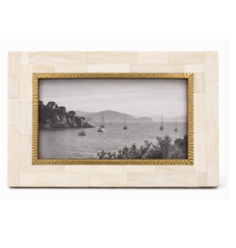 Matr Boomie Mukhendu 5x7 Picture Frame - Bone, Brass Inner Edge