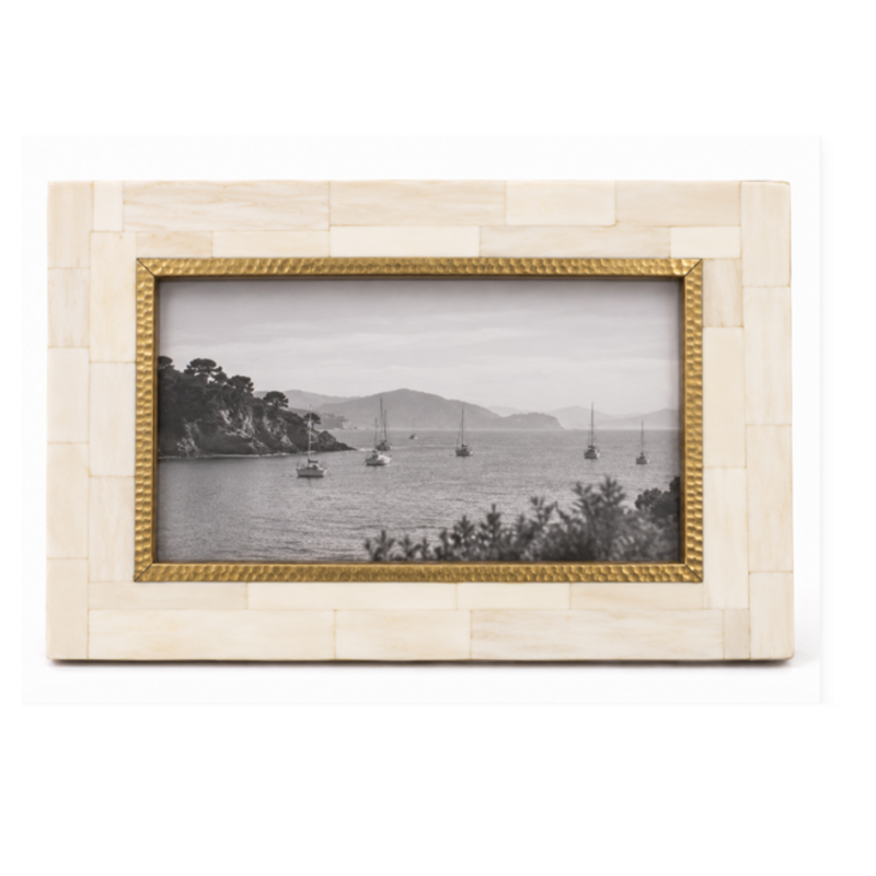 Matr Boomie Mukhendu 5x7 Picture Frame - Bone, Brass Inner Edge