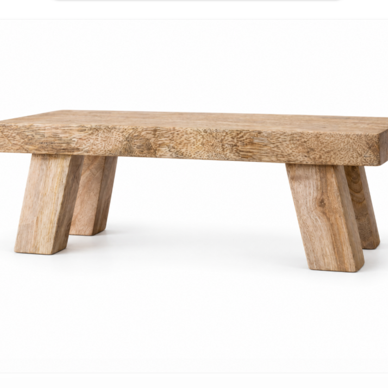 Foreside Home & Garden Hazel Footed Stool Mango Wood Farmhouse Riser