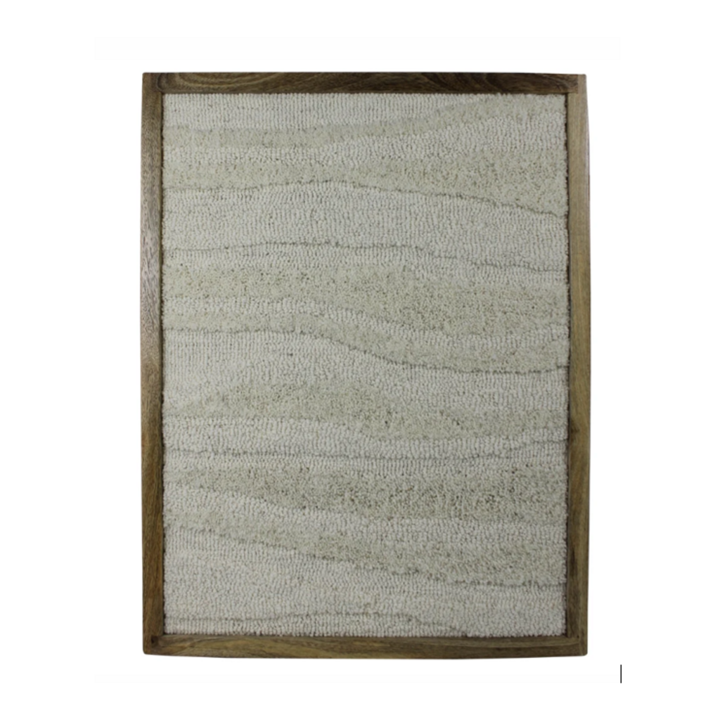 Tufted Wool Wall Hanging  White Waves