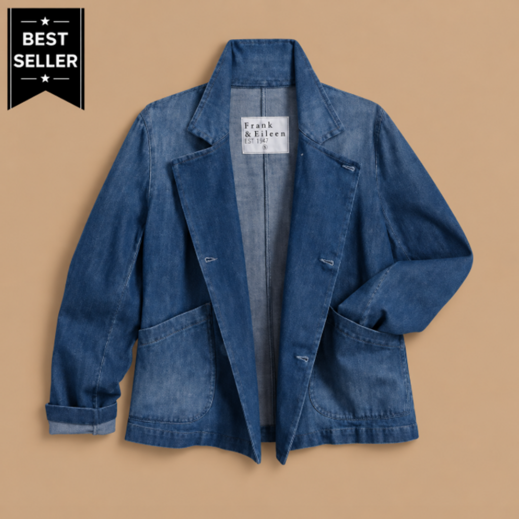 Frank & Eileen Cropped English Peacoat Washed Blue