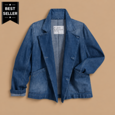 Frank & Eileen Cropped English Peacoat Washed Blue