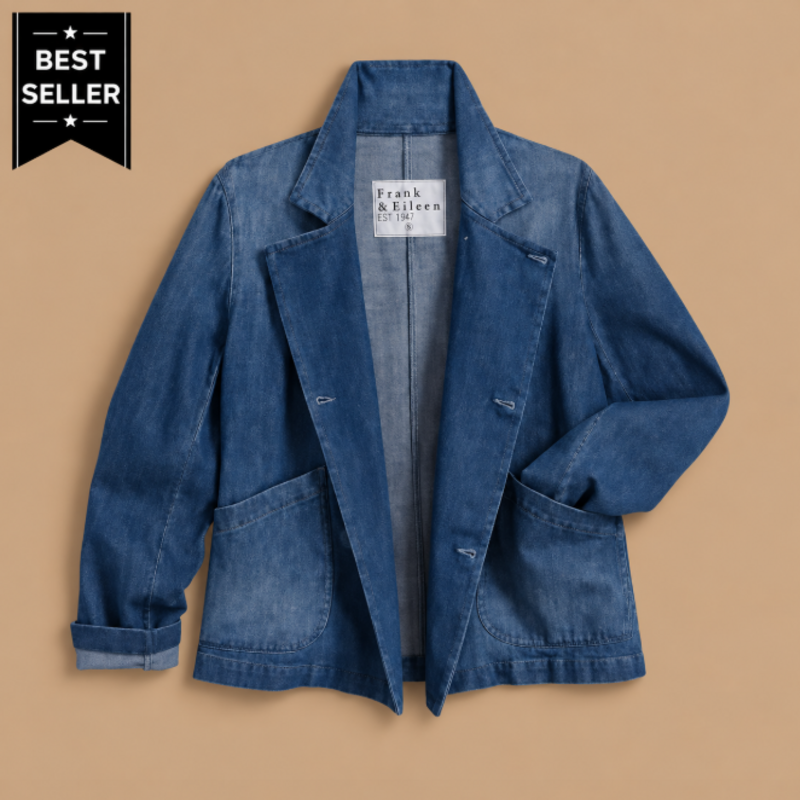 Frank & Eileen Cropped English Peacoat Washed Blue