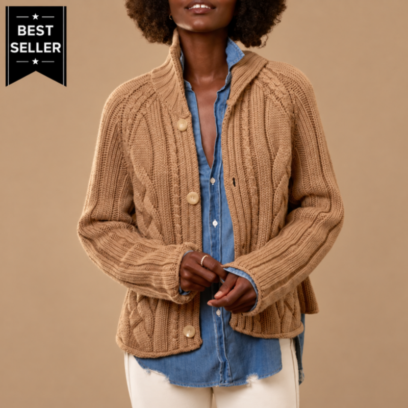 Frank & Eileen Mini Cotswolds Cable Cardigan Camel