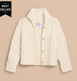 Frank & Eileen Mini Cotswolds Cable Cardigan Ivory