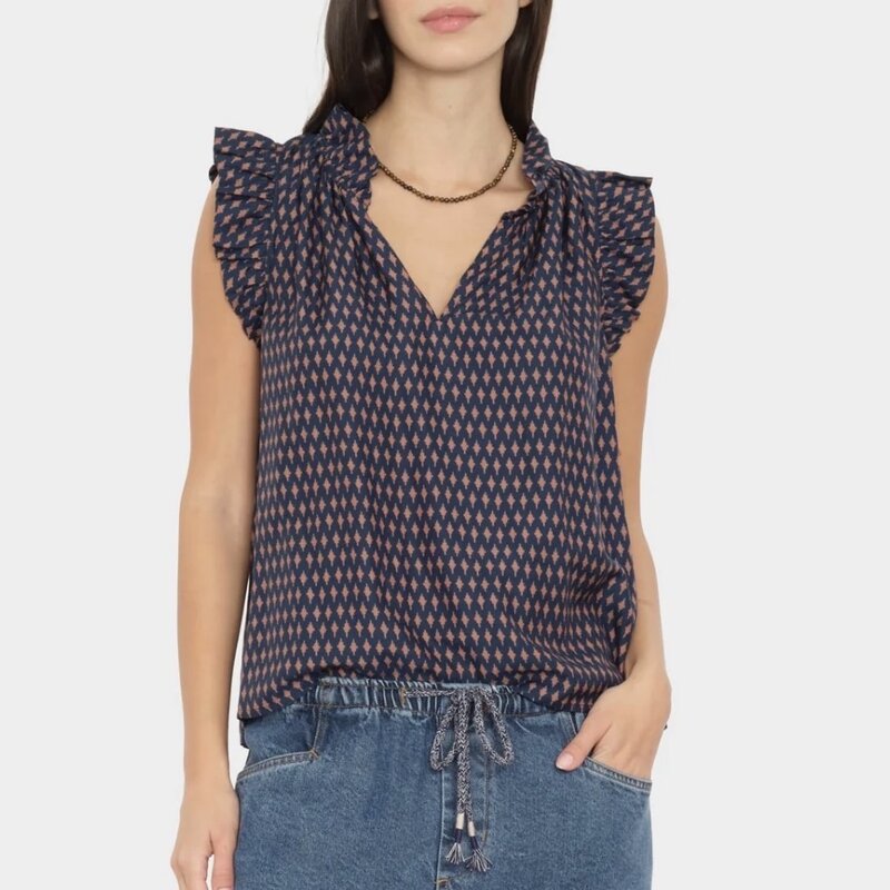 XIRENA BEX TOP NAVY DIAMOND