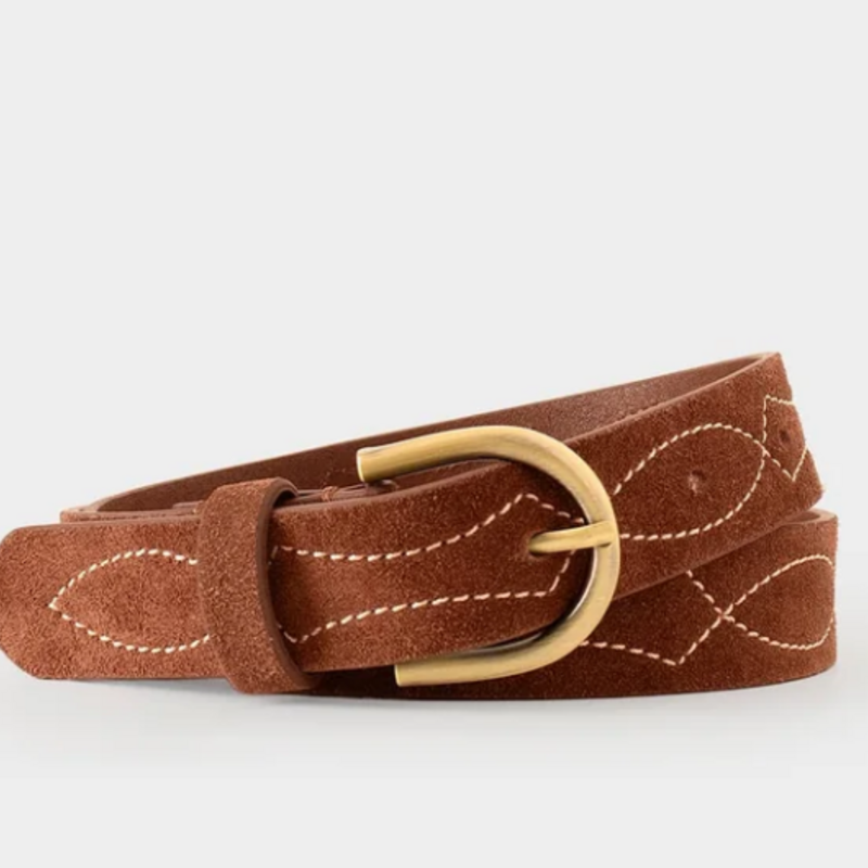 XIRENA LAREDO BELT MAHOGANY