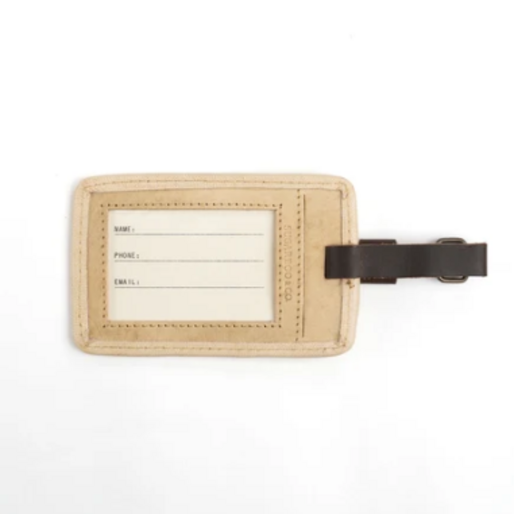Sugarboo And I Think To Myself Leather Luggage Tag - Honey