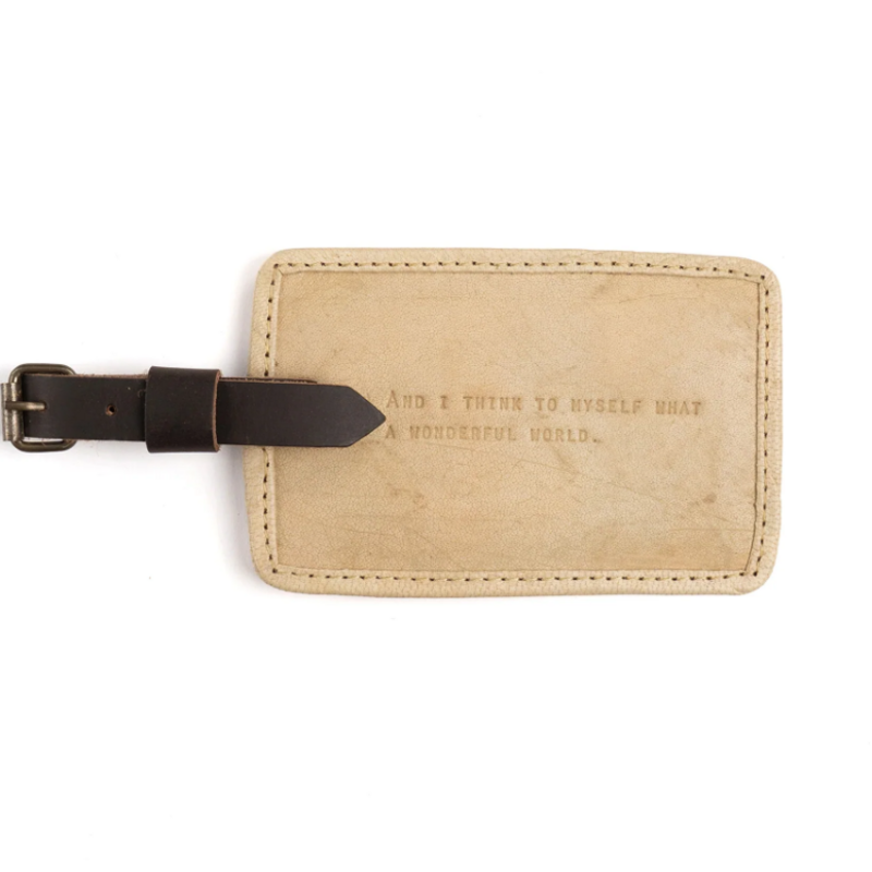 Sugarboo And I Think To Myself Leather Luggage Tag - Honey