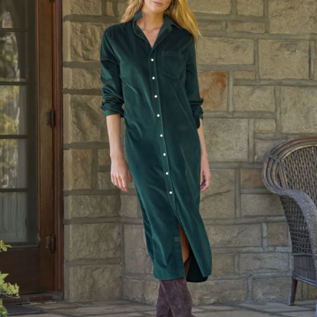 Frank & Eileen RORY Maxi Shirtdress Italian Cord Peacock