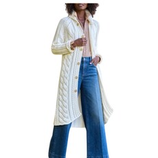 Frank & Eileen Cotswolds Cable Knit Coat Ivory
