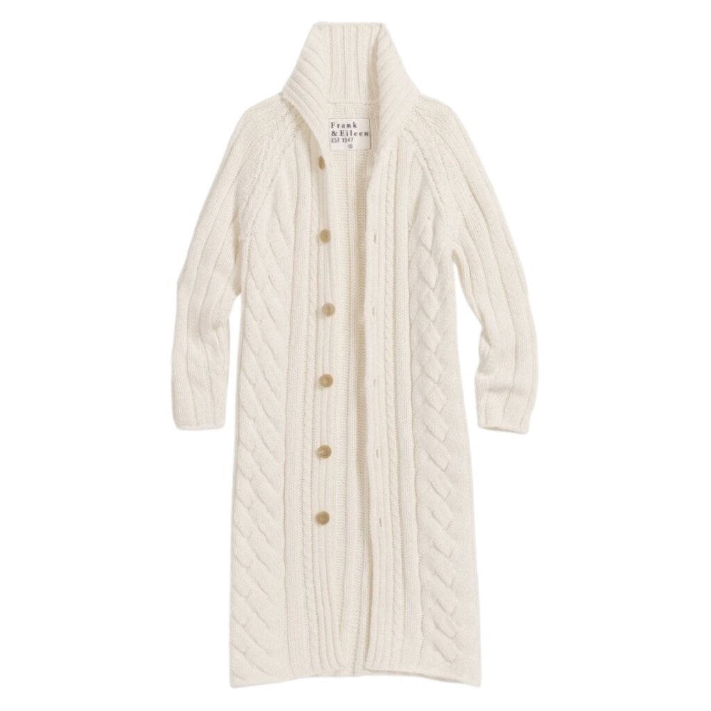 Frank & Eileen Cotswolds Cable Knit Coat Ivory