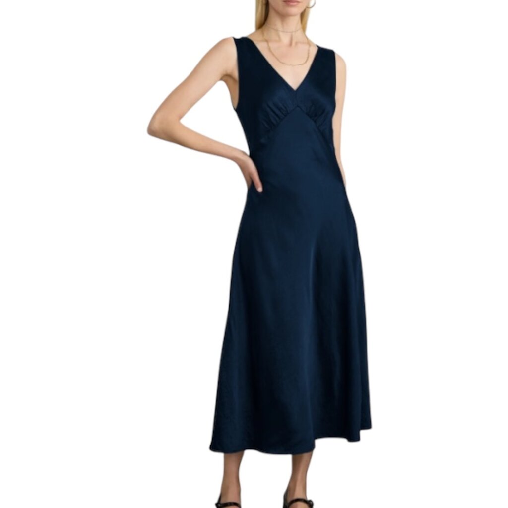 Margaret O'Leary DARYA DOUBLE V DRESS NAVY
