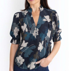 Go Silk GO EVERMORE BLOUSE PRINTED MID MOON FLOAL