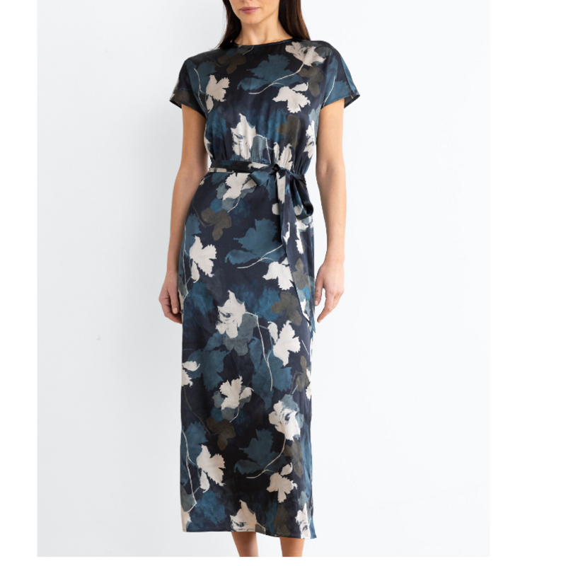 Go Silk GO SLOUCH DRESS PRINTED MID MOON FLOAL