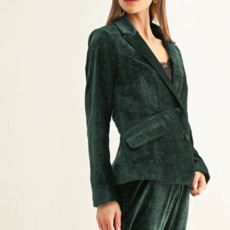 ADELYN RAE MICAH TEXTURED VELVET BLAZER HUNTER GREEN