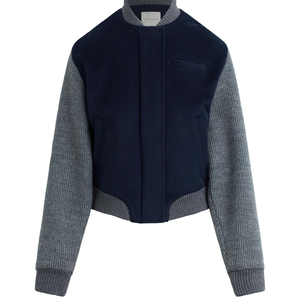 FAVORITE DAUGHTER THE STUDIO BOMBER NAVY GREY