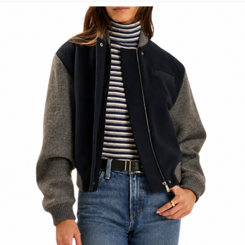 FAVORITE DAUGHTER THE STUDIO BOMBER NAVY GREY