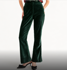ADELYN RAE BROOK BOOTS CUT TEXTURED VELVET PANTS HUNTER GREEN