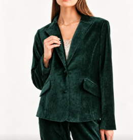 ADELYN RAE MICAH TEXTURED VELVET BLAZER HUNTER GREEN
