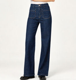 Joe's Jeans THE MIA PATCH POCKET HIGH RISE WIDE LEG INDIGO STRIPE