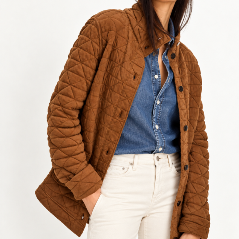 NIC+ZOE QUILTED FEMME KNIT JACKET SADDLE