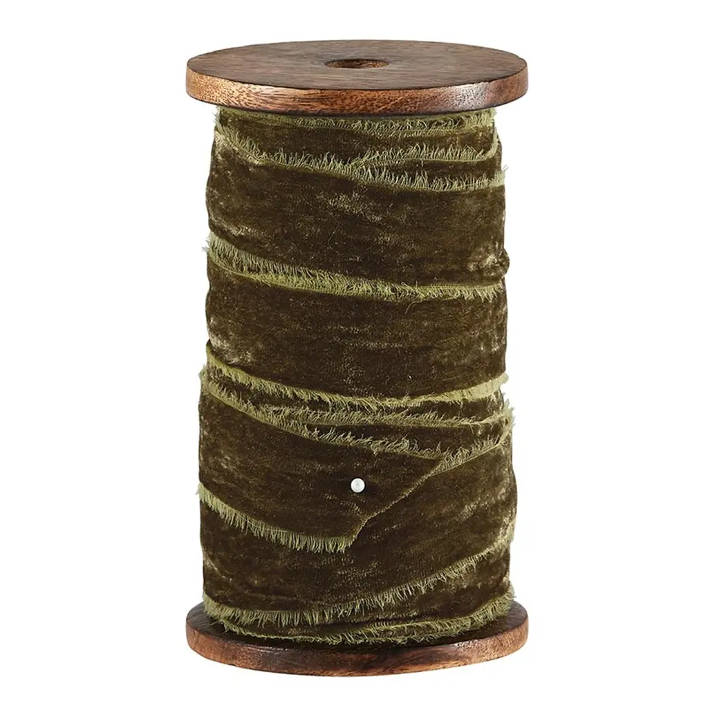 Santa Barbara Design Studio Moss Frayed Velvet Ribbon