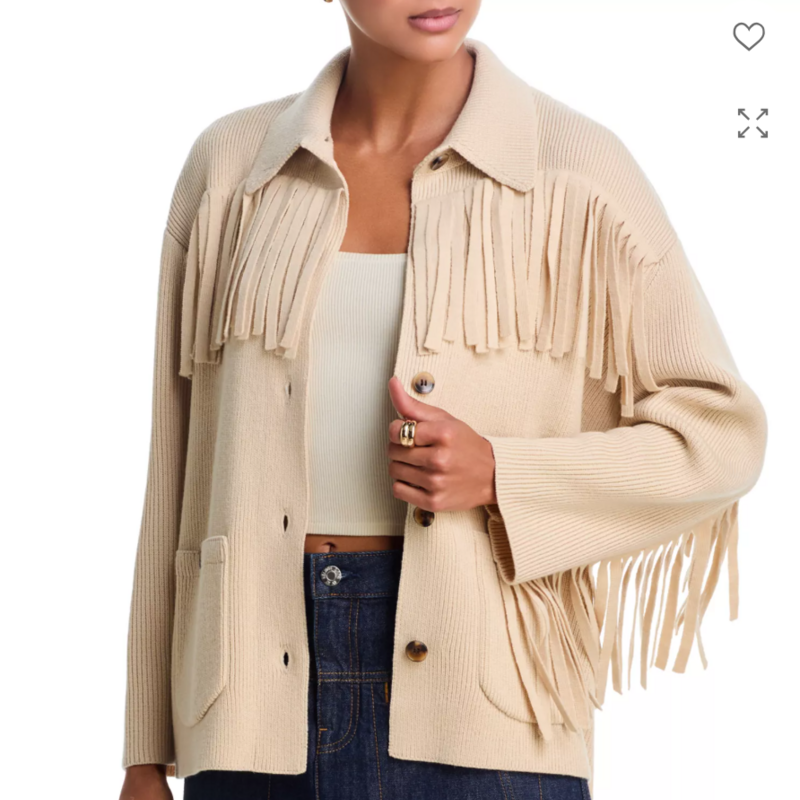 The Great THE WESTERN FRINGE SWEATER JACKET NATURAL
