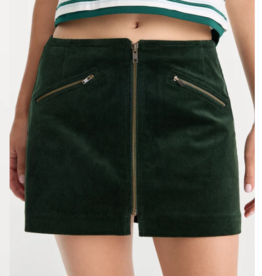 Good American THE CORD MINI SKIRT FOREST GREEN