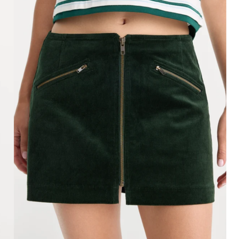 Good American THE CORD MINI SKIRT FOREST GREEN