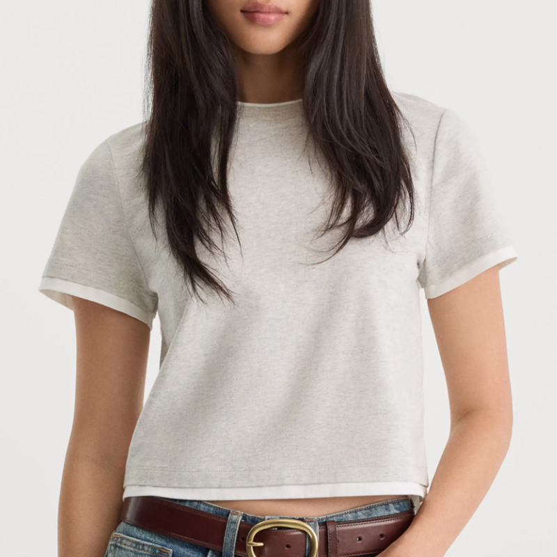 Good American THE LAYERED TEE VINTAGE GREY