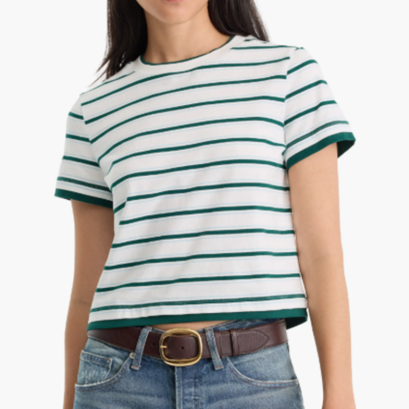 Good American THE LAYERED TEE FOREST MULTI STRIPE