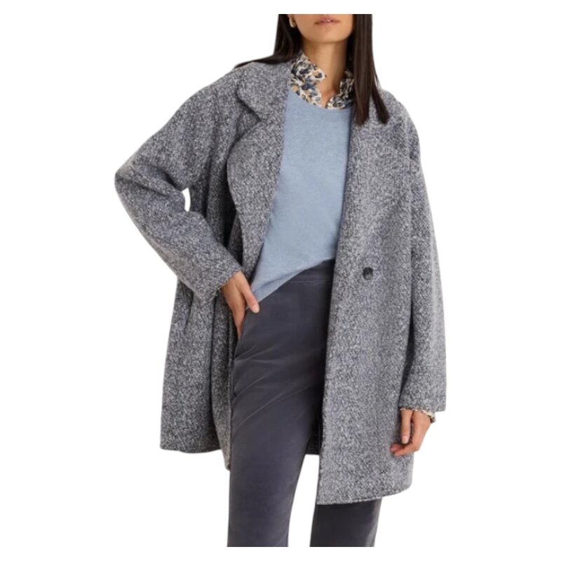 NIC+ZOE MIXED BOUCLE KNIT JACKET BLUE