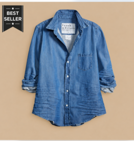 Frank & Eileen BARRY Tailored Button Up Shirt Vintage Stonewashed Indigo