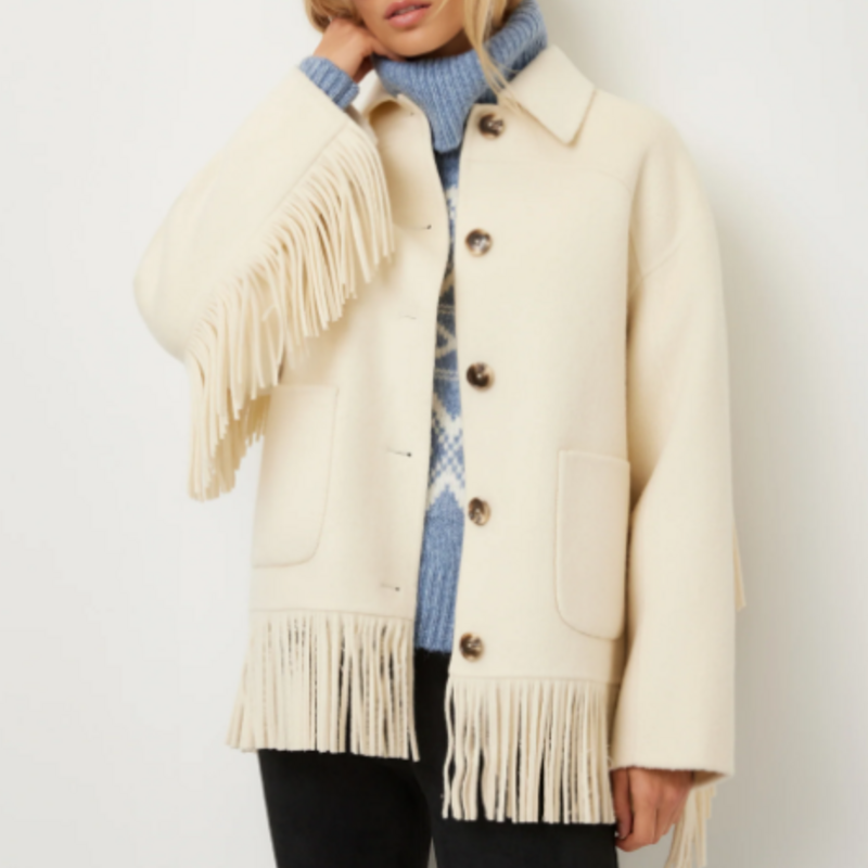 Fifteeen Twenty Yara Fringe Jacket Cream