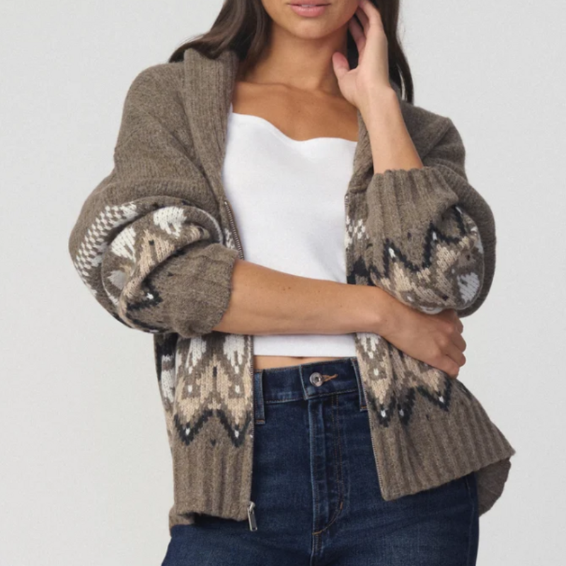 Joe's Jeans THE INGA FAIR ISLE CARDIGAN OLIVE