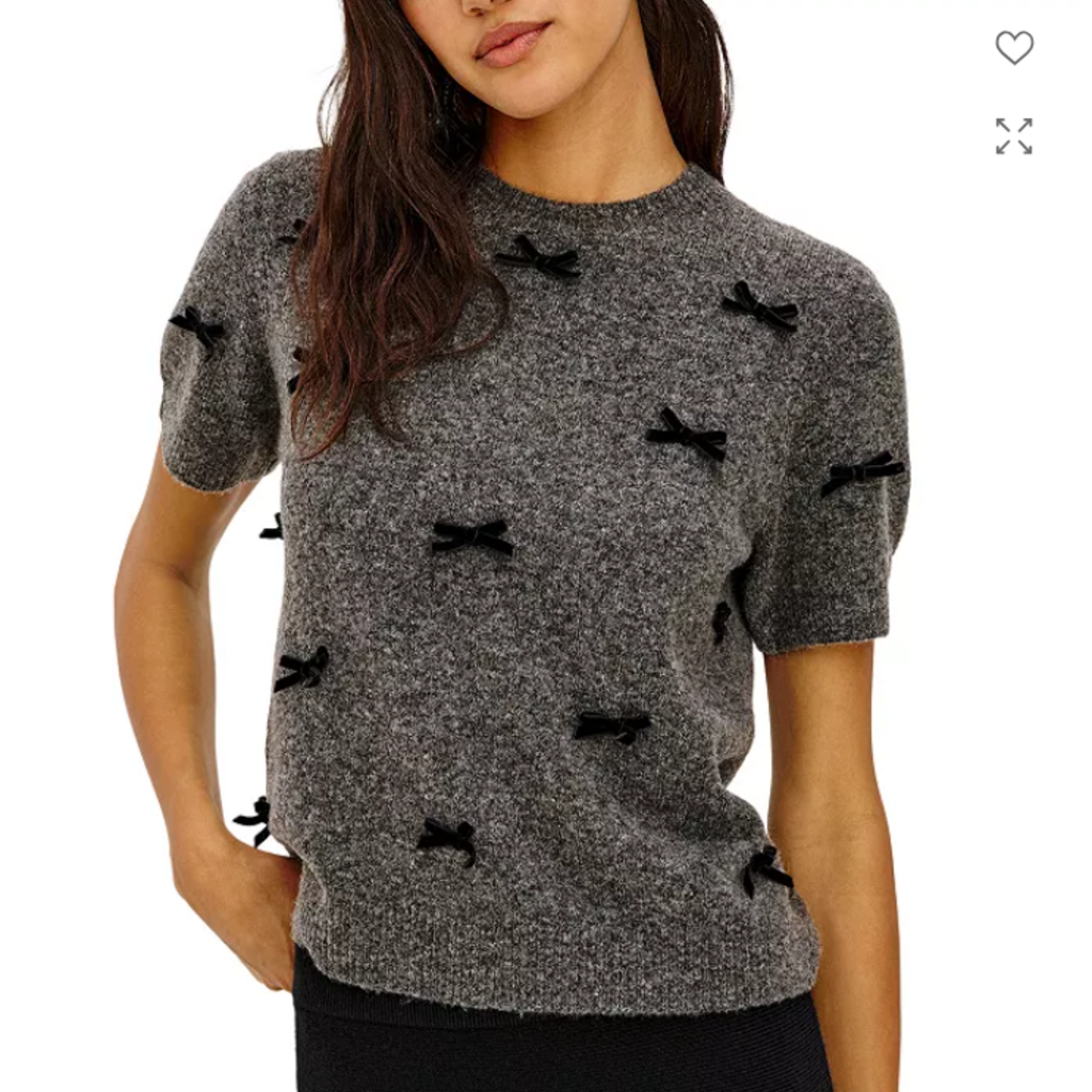 Rails MICHELLE SWEATER CHARCOAL VELVET BOWS