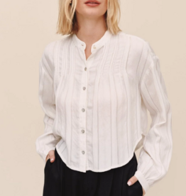 LONG SLEEVE PINTUCK SHIRT-IVORY SHADOW STRIPE