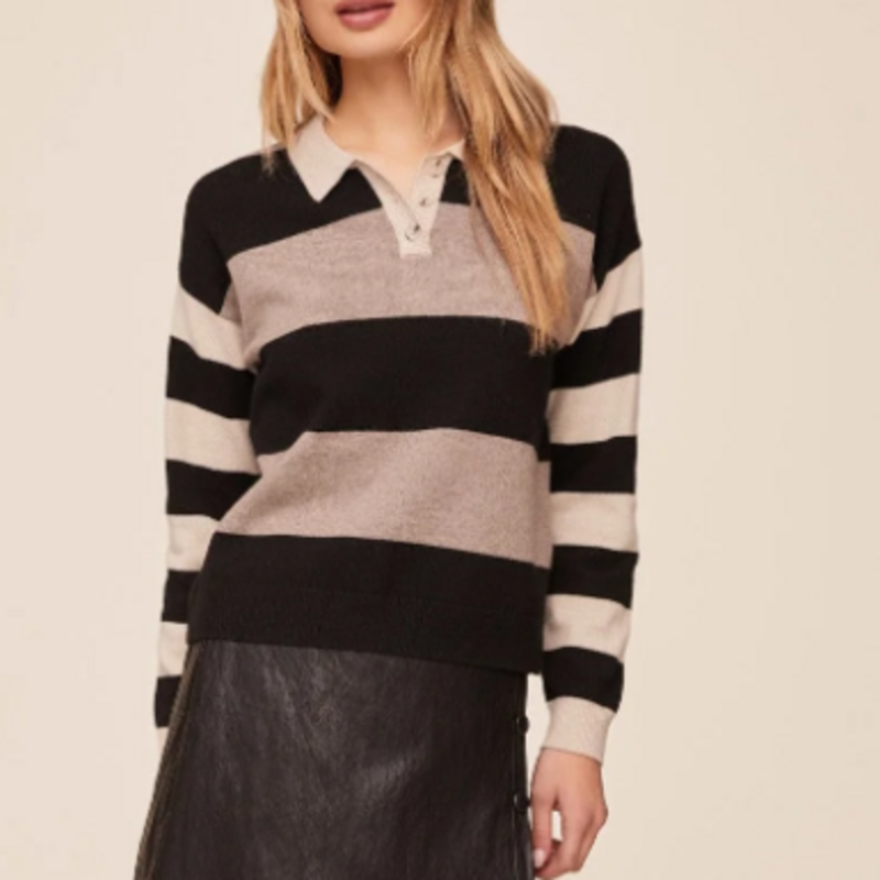 MIXED STRIPE POLO MOON & STONE