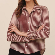 SEAMED BUTTON DOWN SHIRT VINTAGE PLUM STRIPE