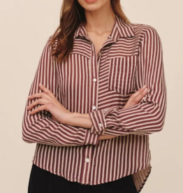 SEAMED BUTTON DOWN SHIRT VINTAGE PLUM STRIPE