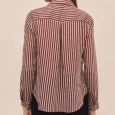SEAMED BUTTON DOWN SHIRT VINTAGE PLUM STRIPE
