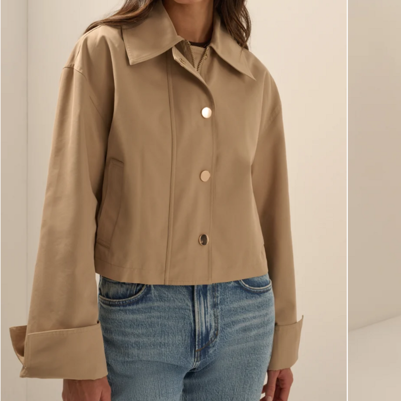 FAVORITE DAUGHTER THE RUE CROPPED TRENCH KHAKI