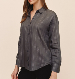 OVERSIZED BUTTON DOWN-SMOKE LUREX STRIPE