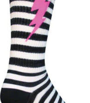 SockGuy Wool Lightning Socks - 8 inch, Black/White, Small/Medium (SK0958)