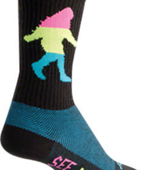 SockGuy Wool Neon Sasquatch Socks - 6 inch, Black, Small/Medium (SK0615)